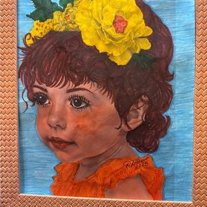Charming Child Portrait with Yellow Floral Headpiece